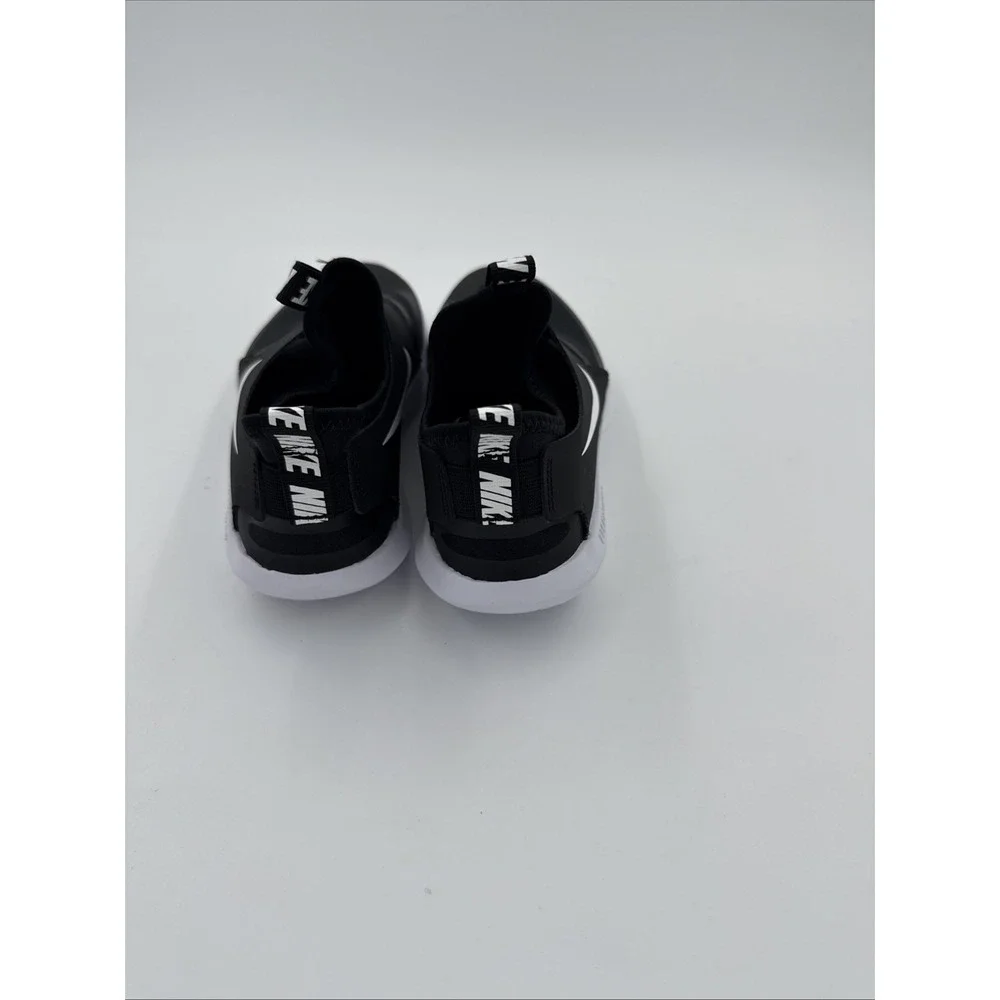 Nike Flex Runner Kids Black White Slip-On Mesh Athletic Shoes Lightweight Sz 3Y